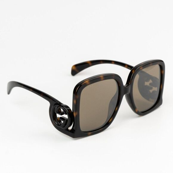 NEW Gucci GG1326S 007 Havana Brown Mirror Oversized Square Unisex Sunglasses - Picture 1 of 12